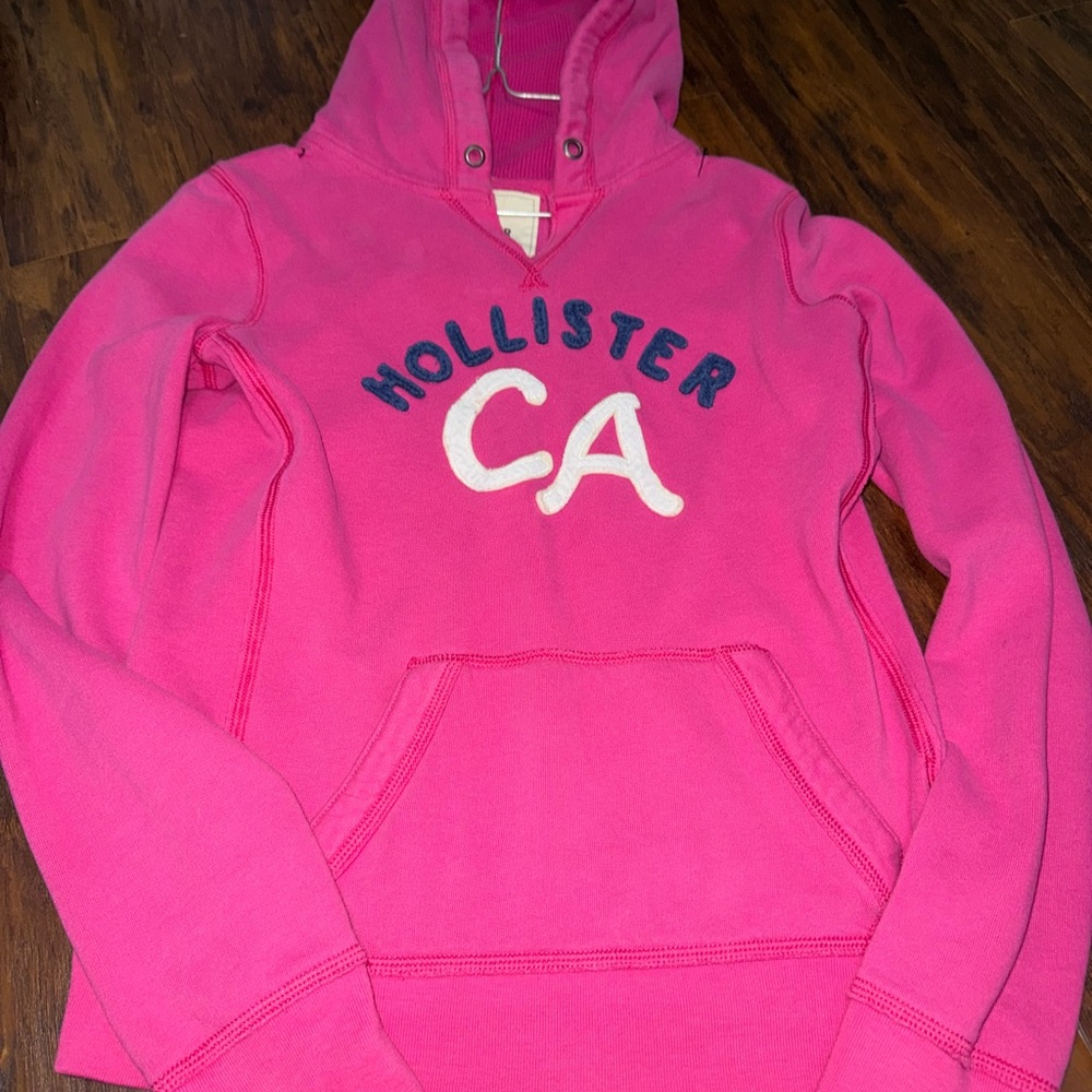 Hollister Pink HOODIE with Bold Logo- LARGE ( JUNIORS)
